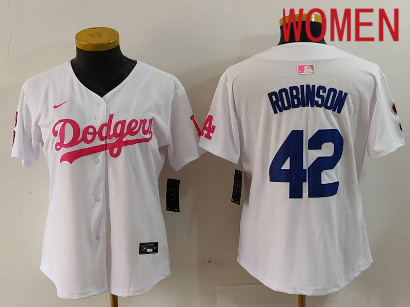Women Los Angeles Dodgers #42 Robinson White joint name 2024 Nike MLB Jersey style 912
